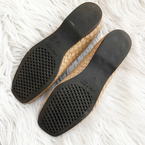 WHAT'S WHAT x AEROSOLES | Tan Woven Leather Square Toe Flats Mary Janes | Size 7 - Picture 4 of 8